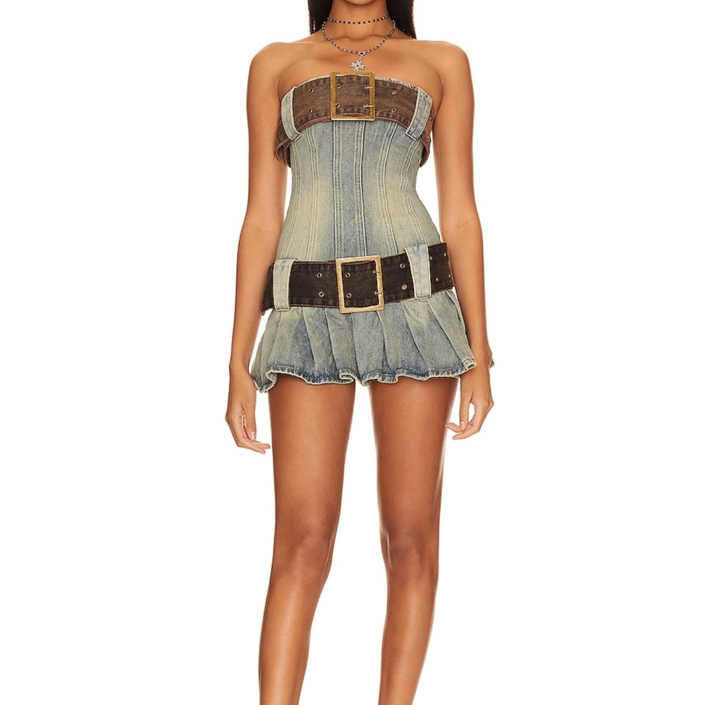Jaded London Chelsea Denim Kilt dress